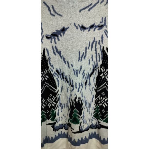 M783) Ugly Sweater Men Winter Abominable Snowman Teeth Hooded Sweater XL - Picture 7 of 11